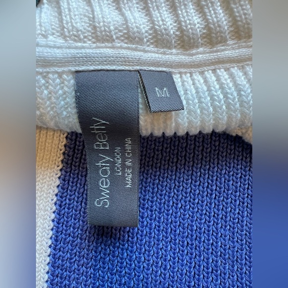 Sweaty Betty Sweater Womens Flash Dance Cotton Knit Pullover Color Block M - Picture 11 of 12